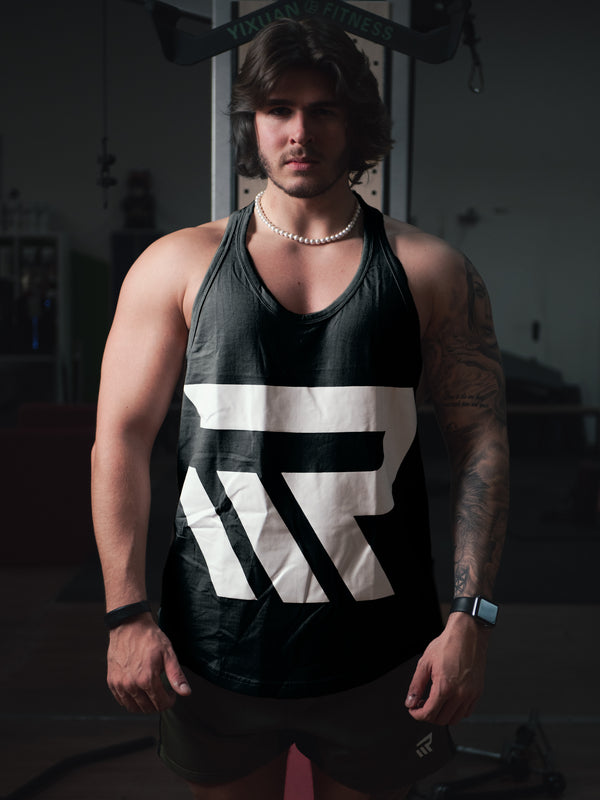 Tanktop/Stringer "PUSH HARDER" - schwarz