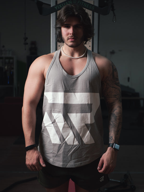 Tanktop/Stringer "PUSH HARDER" - grau